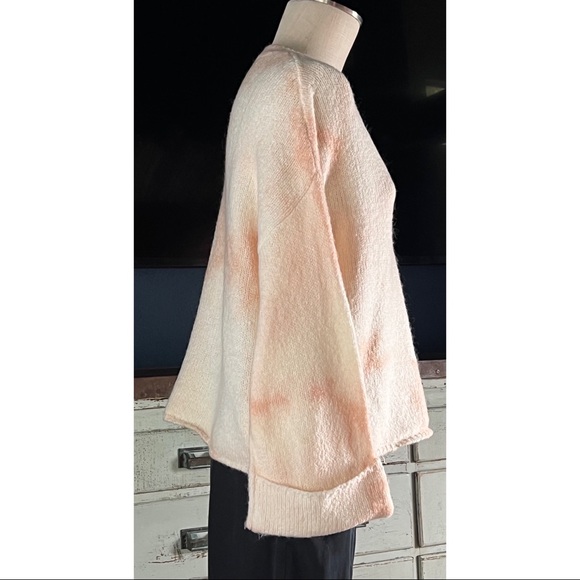Anthropologie V-Neck Tie Dye Cream Pink Pullover Sweater S - Picture 11 of 14